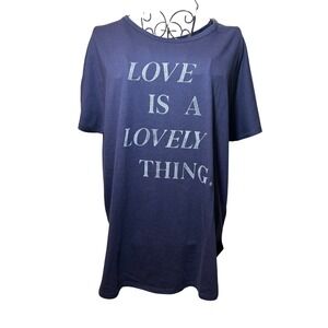 Wonderly NWT Studio Navy Blue Love Is A Lovely Thing Graphic Tee Shirt Large